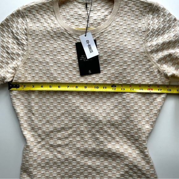 🏖️NWT Women’s Knit Checkerboard Short-Sleeve Maxi Dress. Cream/Tan. Size: XL - Picture 12 of 14